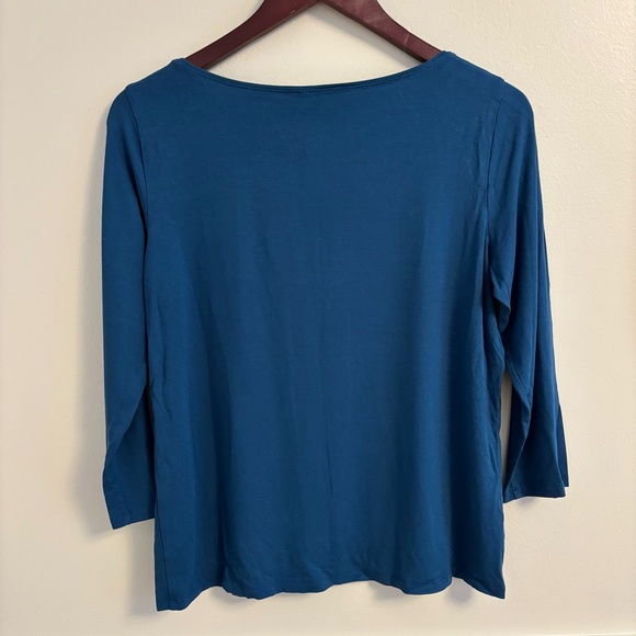 Eileen Fisher Teal Long Sleeve Top - Picture 4 of 6